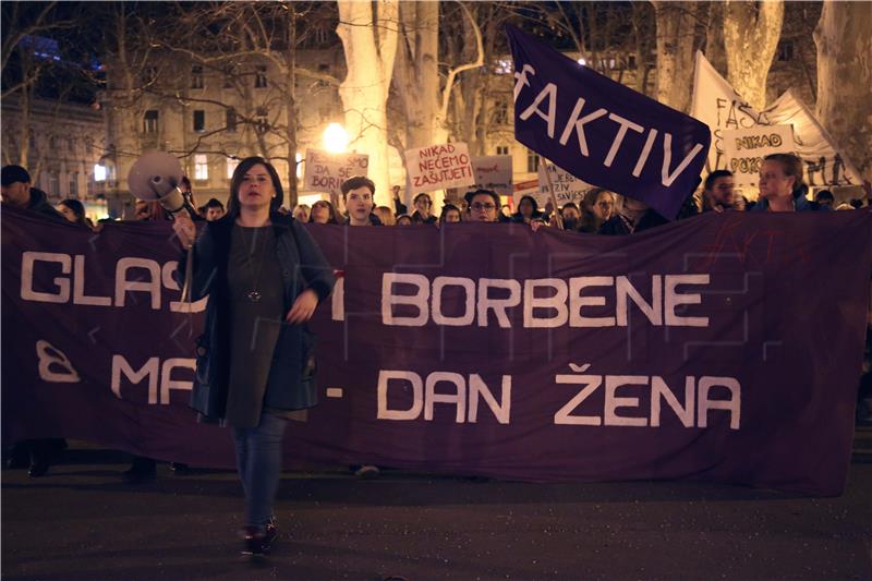 Night March in Zagreb held on Women's Day