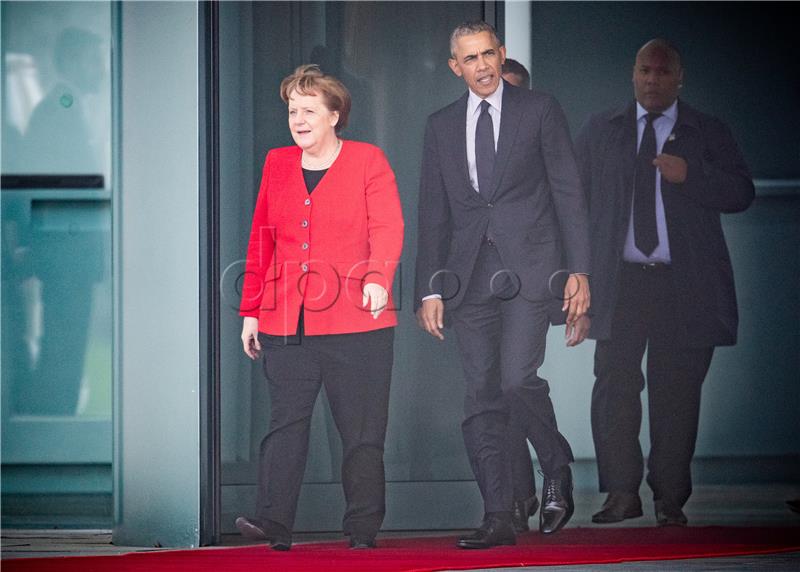 German Chancellor Angela Merkel meets Barack Obama in Berlin