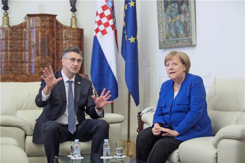 Premijer Plenković primio njemačku kancelarku Angelu Merkel