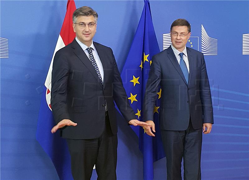 Plenković s Dombrovskisom o ulasku u eurozonu i ERM 2