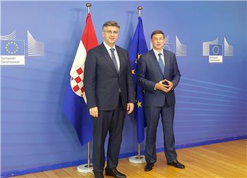 Plenković s Dombrovskisom o ulasku u eurozonu i ERM 2