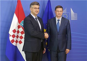 Plenković s Dombrovskisom o ulasku u eurozonu i ERM 2