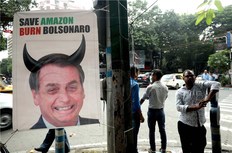 INDIA PROTEST BRAZIL AMAZON FIRE