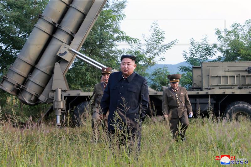 Super-large multiple rocket launcher test fire in North Korea