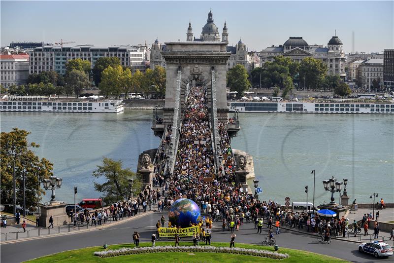 Fridays For Future and Extinction Rebellion evironmentalists protest in Hungary