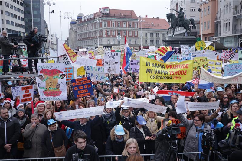 Prosvjed u organizaciji sindikata osnovnih i srednjih škola