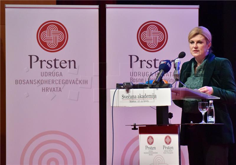 Grabar-Kitarovic: My state policy includes care for Croats in Bosnia and Herzegovina