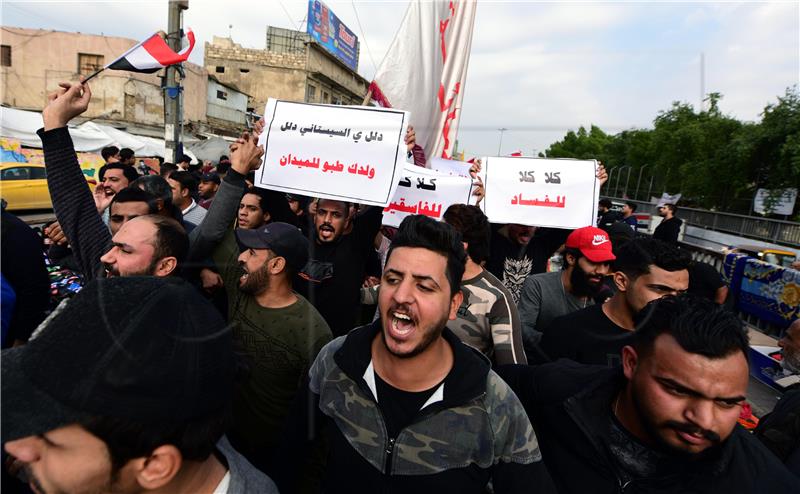 Supporters of Iraqi Shiite group protest in Baghdad