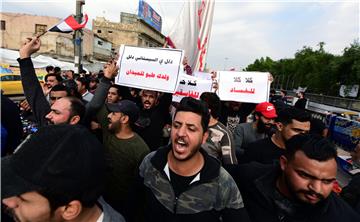 Supporters of Iraqi Shiite group protest in Baghdad