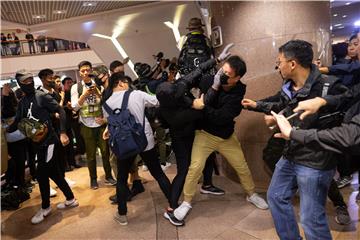 Protesters and police clash on Christmas eve in Hong Kong.