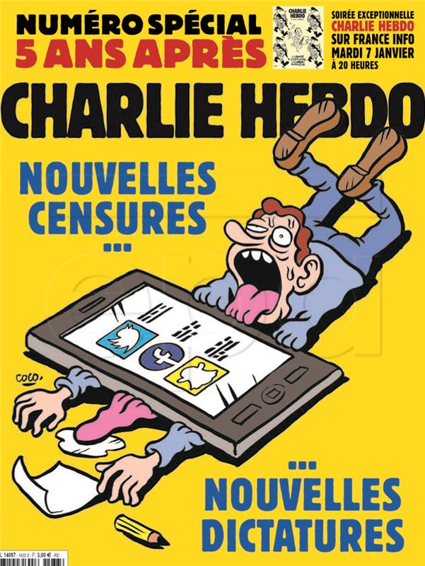 Cover of the Charlie Hebdo issue 07 January 2020