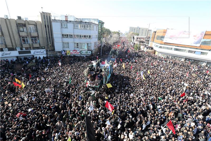 Some people die during the funeral ceremony for commander of the Quds Force Qasem Soleimani, in Kerman