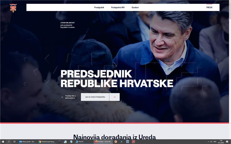 "Otvorena" web stranica predsjednika Milanovića - www.predsjednik.hr