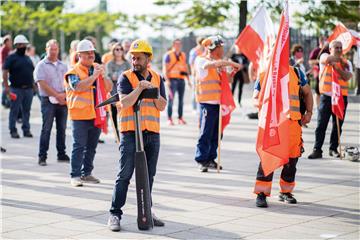 Construction worker protest in Dusseldorf