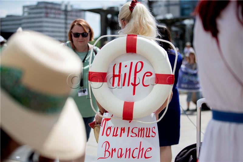 Tourism sector employees demonstrate in Berlin