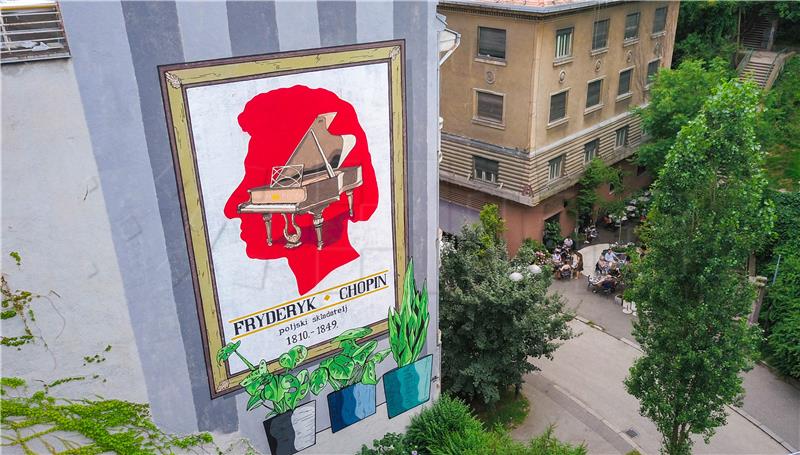 Mural u Zagrebu u čast Chopinu