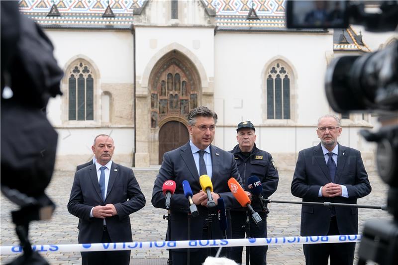 Izjave Plenkovića i Božinovića na Markovom trgu