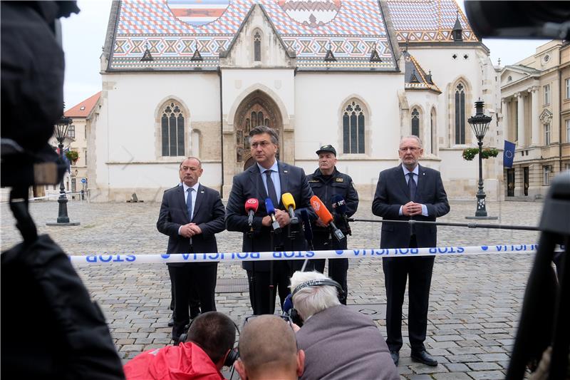 Izjave Plenkovića i Božinovića na Markovom trgu