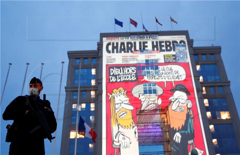 FRANCE CHARLIE HEBDO CARTOONS PROJECTION