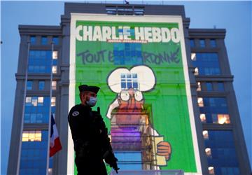 FRANCE CHARLIE HEBDO CARTOONS PROJECTION