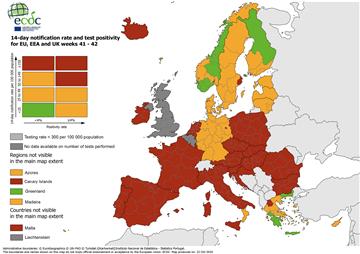 Sve šira crvena zona na ECDC-ovoj karti covida-19 u Europi