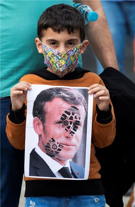 TURKEY PROTEST FRANCE MACRON MUHAMMAD​ CARTOON