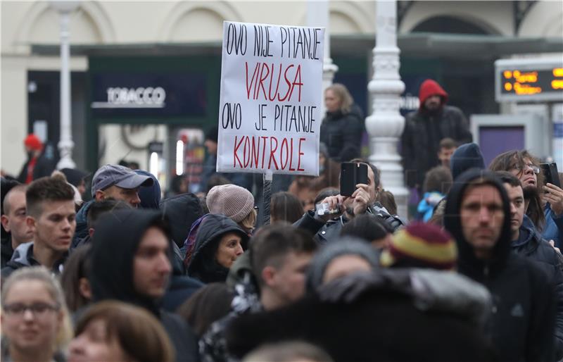 Protest rally against coronavirus restrictions held in Zagreb