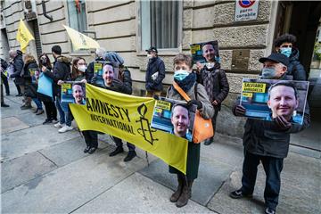 ITALY Protesta contro la condanna a morte di Ahmadreza a Torino