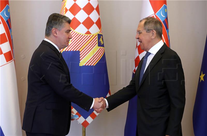 President Milanovic talks with Russia's Minister Lavrov