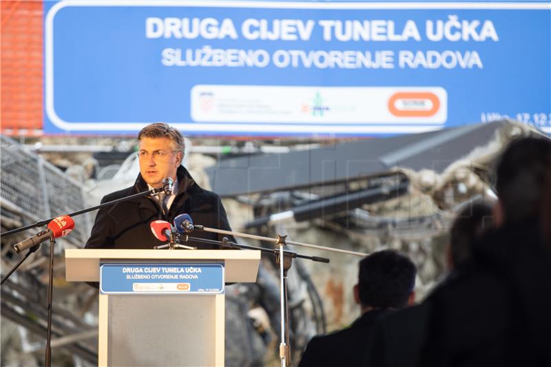 Premijer Plenković na svečanosti početka radova druge cijevi tunela Učka