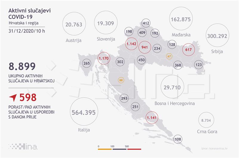 U Hrvatskoj  2391 zaražen, umrlo 60 osoba