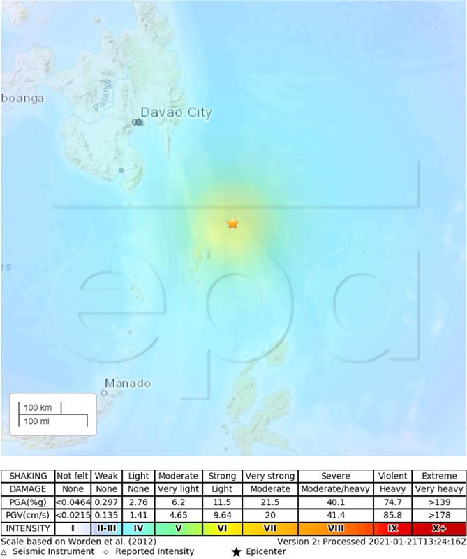 Potres magnitude 7 na jugu Filipina - USGS