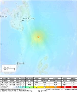 Potres magnitude 7 na jugu Filipina - USGS