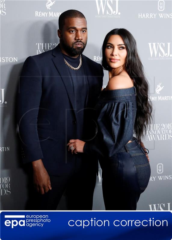 (CORRECTION) (FILE) USA PEOPLE KARDASHIAN WEST DIVORCE