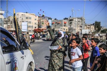 MIDEAST ISRAEL PALESTINIAN AL QUDS FIGHTERS MARCH IN THE SOUTHERN GAZA STRIP