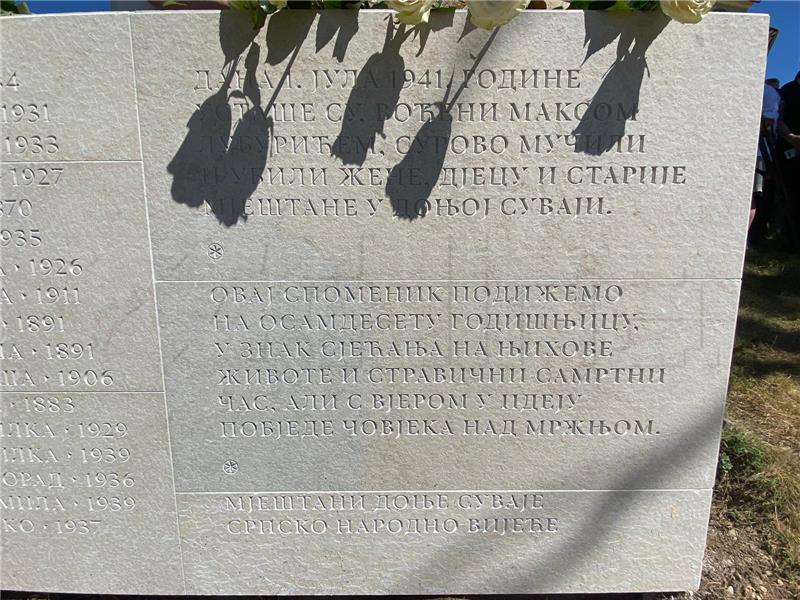 Serb National Council unveils memorial to victims of Ustasha WWII crime