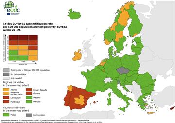 Hrvatska ostala u zelenom na covid karti Europe