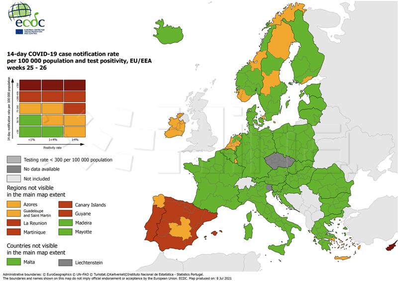 Croatia remains green on Europe's COVID map