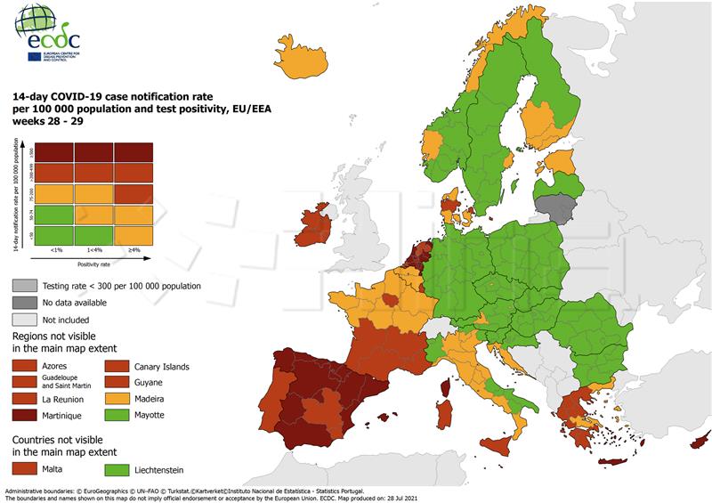 Hrvatska obala i dalje narančasta na karti ECDC-a