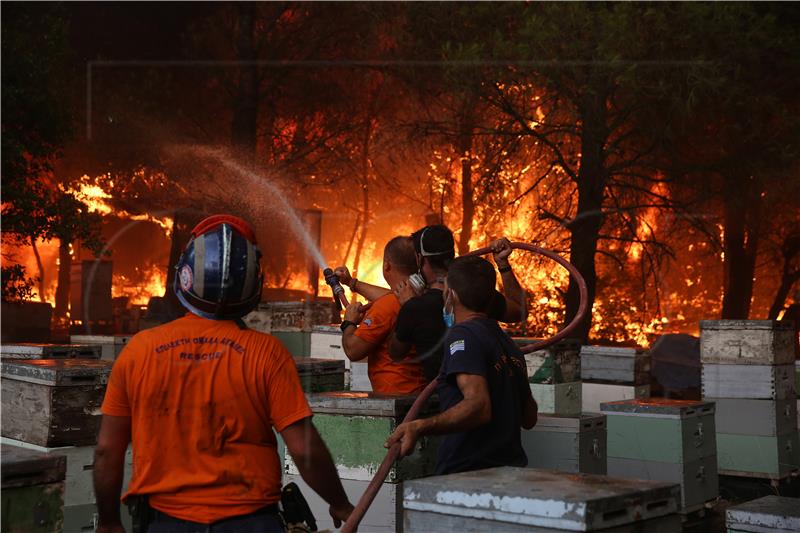 Samostan i nekoliko sela okruženi vatrom na grčkom otoku Eubeji