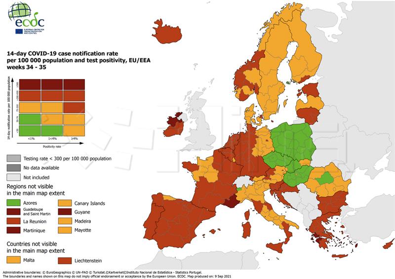 ECDC: Cijela Hrvatska u crvenom