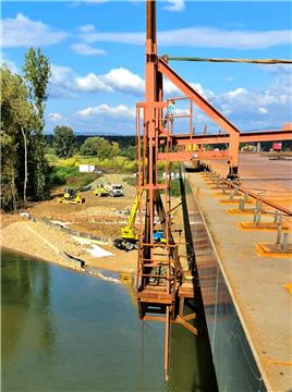 Croatia-Bosnia bridge across River Sava at Gradiška fully joined together