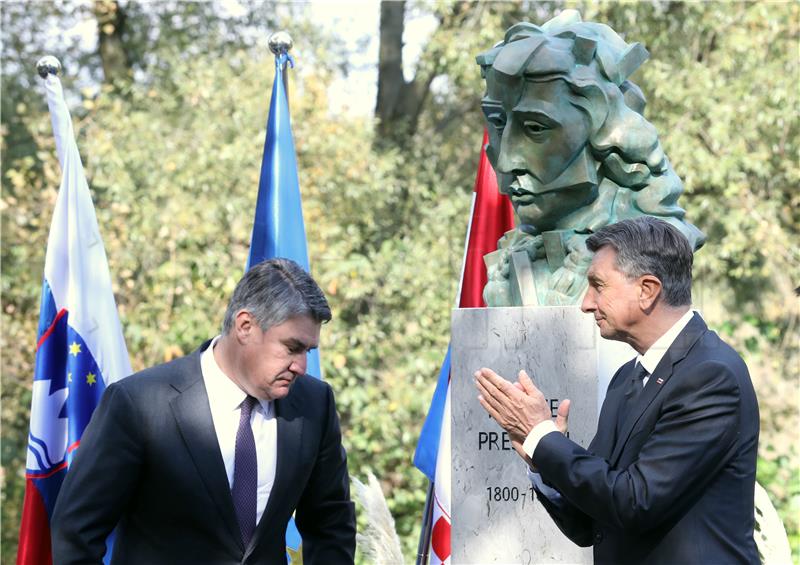  Milanović i njegov slovenski kolega Borut Pahor otkrili spomenik Francu Prešernu