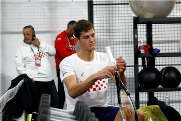 Jutarnji trening hrvatske Davis cup reprezentacije u Torinu