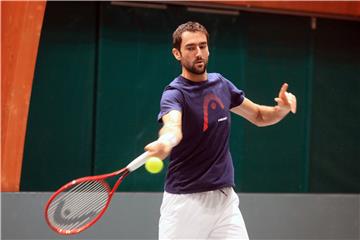 Marin Čilić na popodnevnom treningu hrvatske Davis cup reprezentacije u Torinu