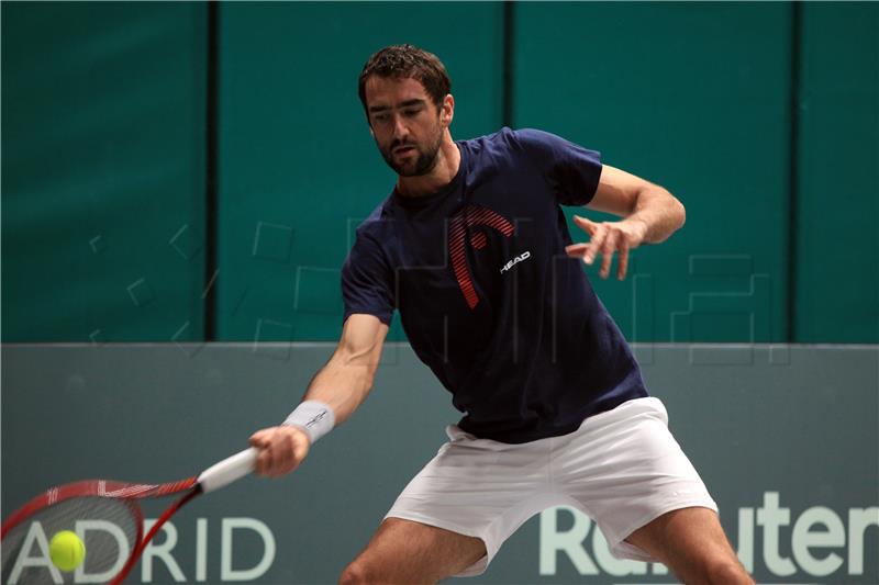 Marin Čilić na popodnevnom treningu hrvatske Davis cup reprezentacije u Torinu