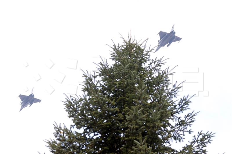 Two Rafale jets fly over Zagreb