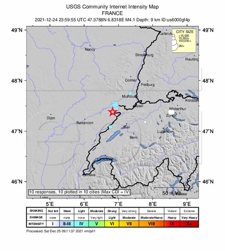 FRANCE SWITZERLAND EARTHQUAKE