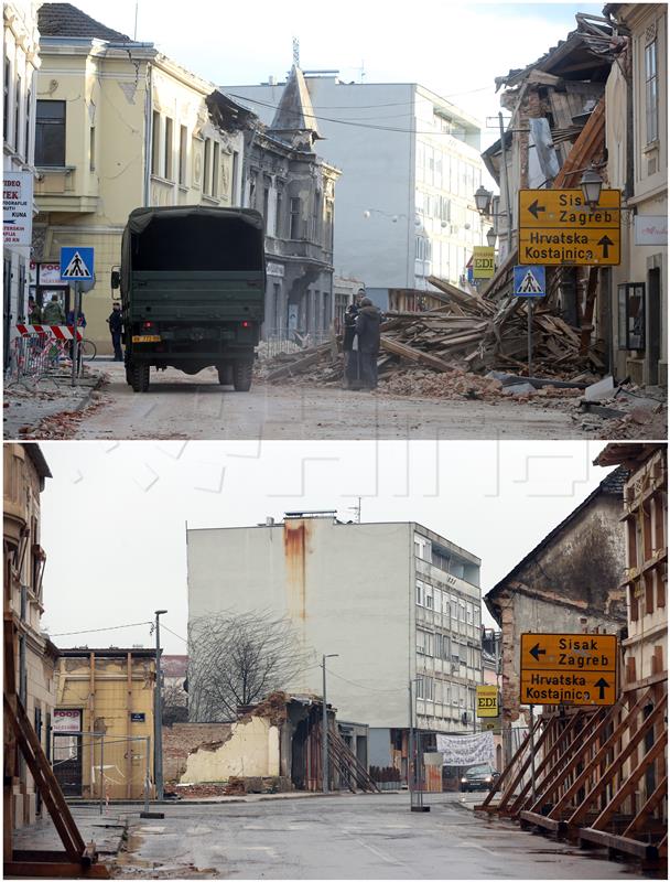 Petrinja na dan potresa i godinu dana kasnije