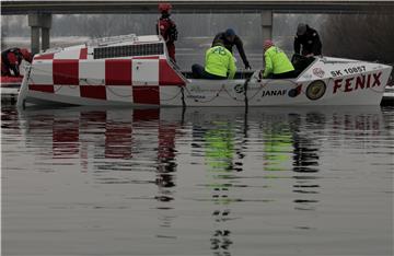 Boat in which two officers will row across Atlantic launched